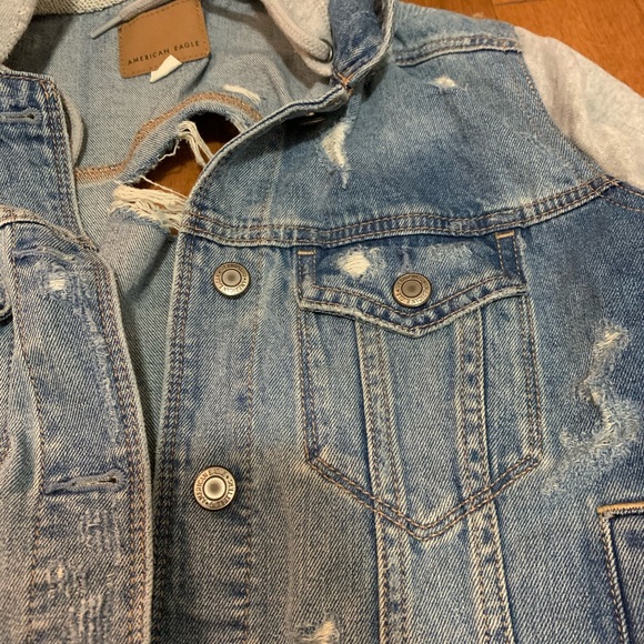 American Eagle | Destroyed Denim/Sweater Jacket - Picture 3 of 6